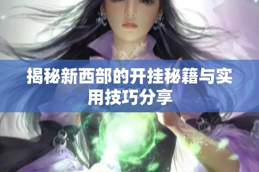 揭秘新西部的开挂秘籍与实用技巧分享